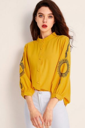 Áo Sơ Mi Boho Màu Vàng