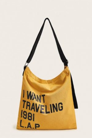 Crossbody Lá Thư Màu Vàng Casual